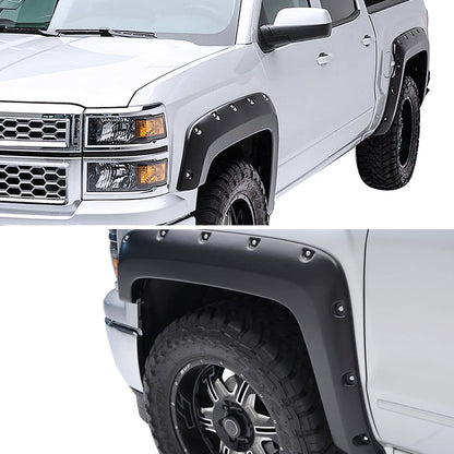 2014-2018 Chevrolet Silverado 2500HD/3500HD Short Bed Smooth Rivet Style Fender Flares