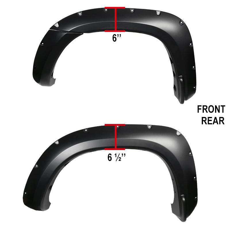 2005-2011 Toyota Tacoma Fleetside 6" Long Bed Smooth Rivet Style Fender Flares