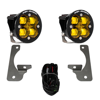 Baja Designs 07-09 Wrangler JK w/Premium Bumper Squadron R SAE Fog Pocket Kit - Amber 448145