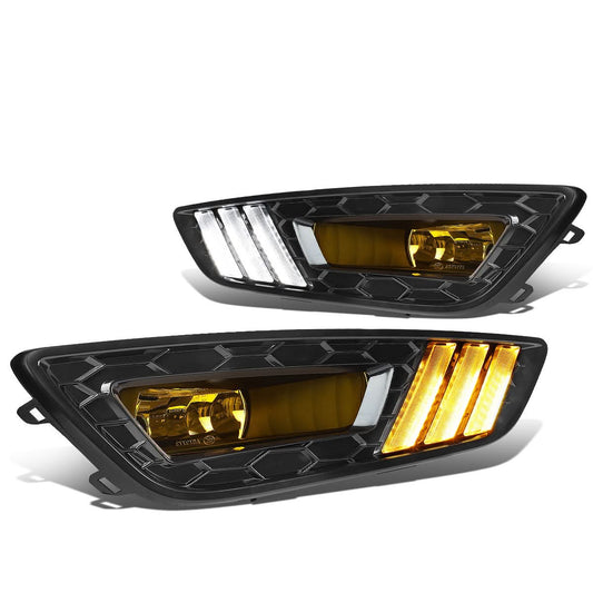 2015-2017 Ford Focus LED DRL Fog Lights w/ Bezel Black Yellow