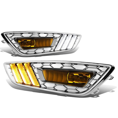 2015-2017 Ford Focus LED DRL Fog Lights with Bezel Chrome Yellow