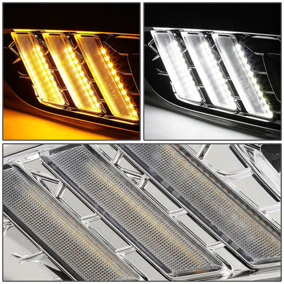 2015-2017 Ford Focus LED DRL Fog Lights with Bezel Chrome Yellow