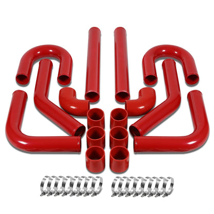 Universal 2.25" Aluminum Intercooler Piping Kit - 8PC Red 90D