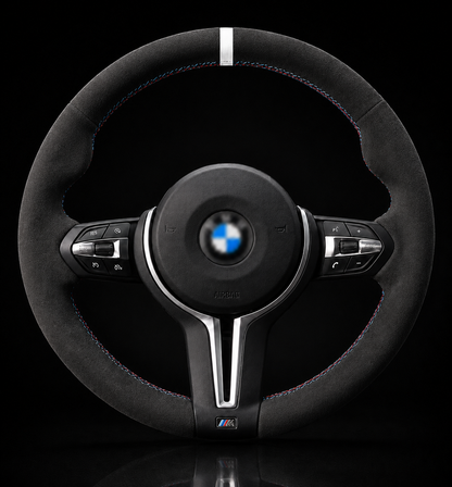 BMW F-Series Alcantara Suede Steering Wheel Cover DIY (White Stripe)