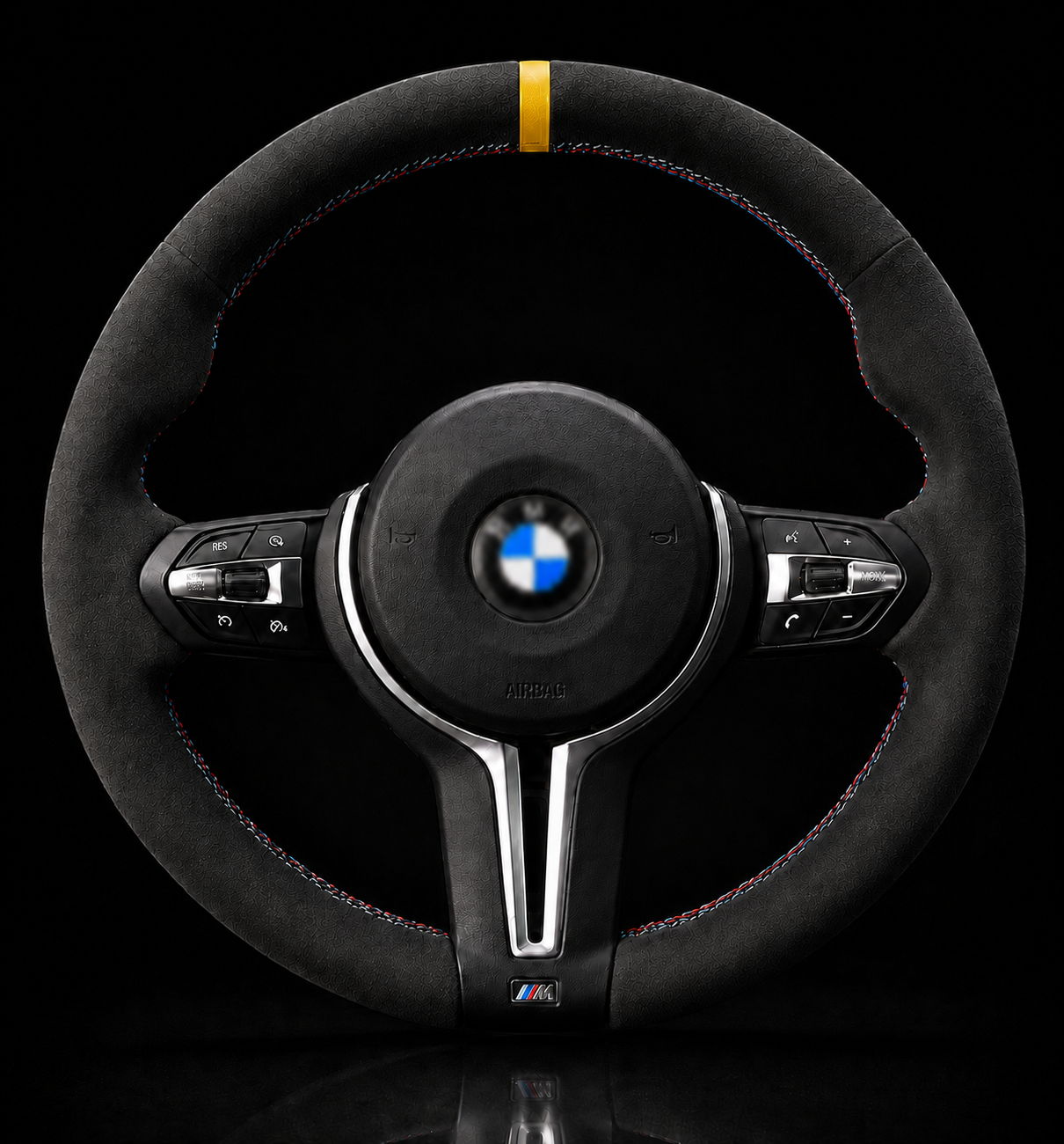 BMW F-Series Alcantara Suede Steering Wheel Cover DIY (Yellow Stripe)