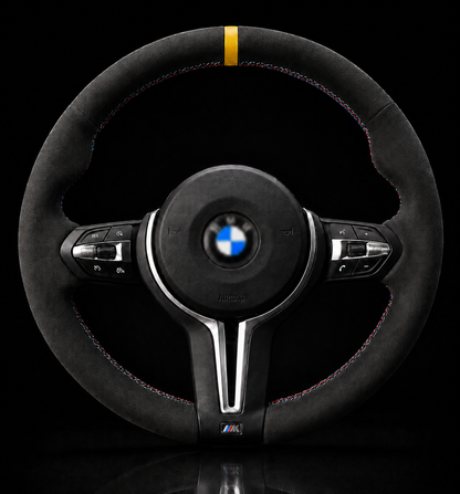 BMW F-Series Alcantara Suede Steering Wheel Cover DIY (Yellow Stripe)