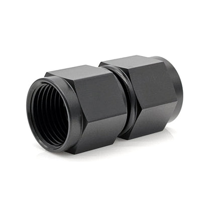 -10AN Female AN Flare Union Straight Adapter, Swivel Style, Black Hard Anodized Aluminum
