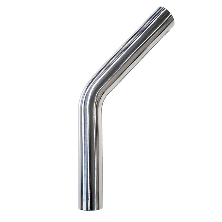 1.500" 16ga 45° Mandrel Bend - (2.250" CLR / 6.000" Legs) - Polished OD - 304 Stainless