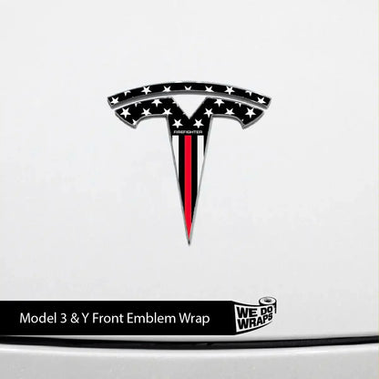 First Responders Firefighter Tesla Emblem Decals (Front + Back) | Model 3