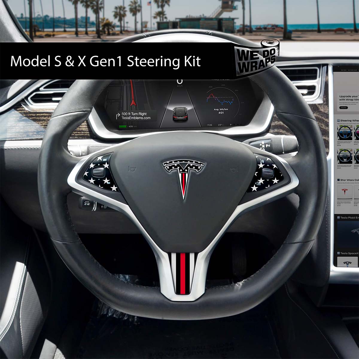 First Responders Firefighter Tesla Steering Wheel Wrap | Model S