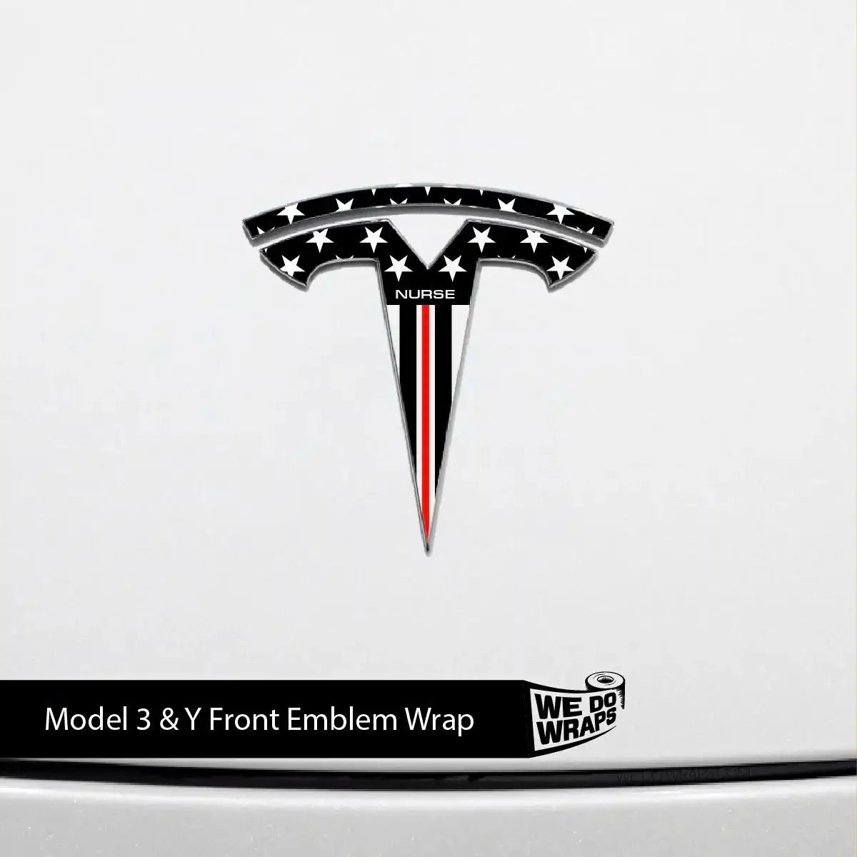 First Responders Nurse Tesla Emblem Decals (Front + Back) | Model 3