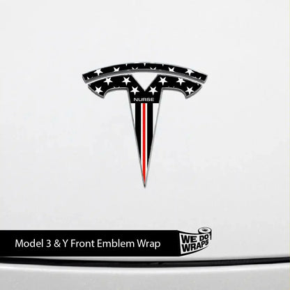 First Responders Nurse Tesla Emblem Decals (Front + Back) | Model 3