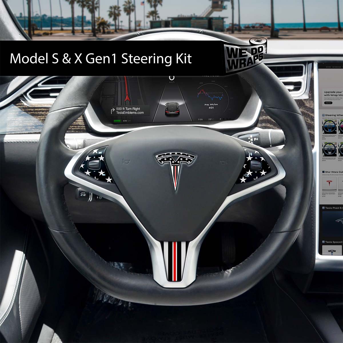 First Responders Nurse Tesla Steering Wheel Wrap | Model X