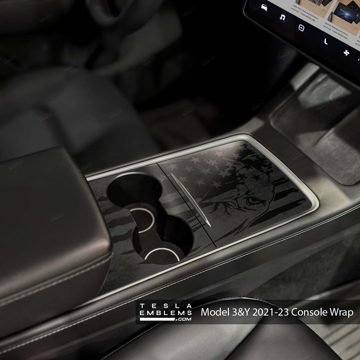 Distressed American Eagle Flag | Tesla Center Console Wrap Kit | Model 3 '21-24