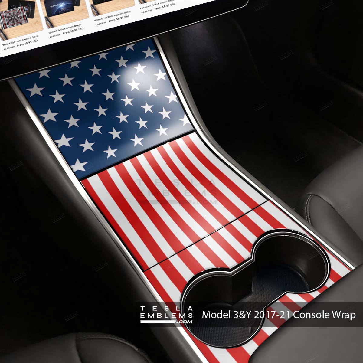 American Flag | Tesla Center Console Wrap Kit | Model 3 ’17-20