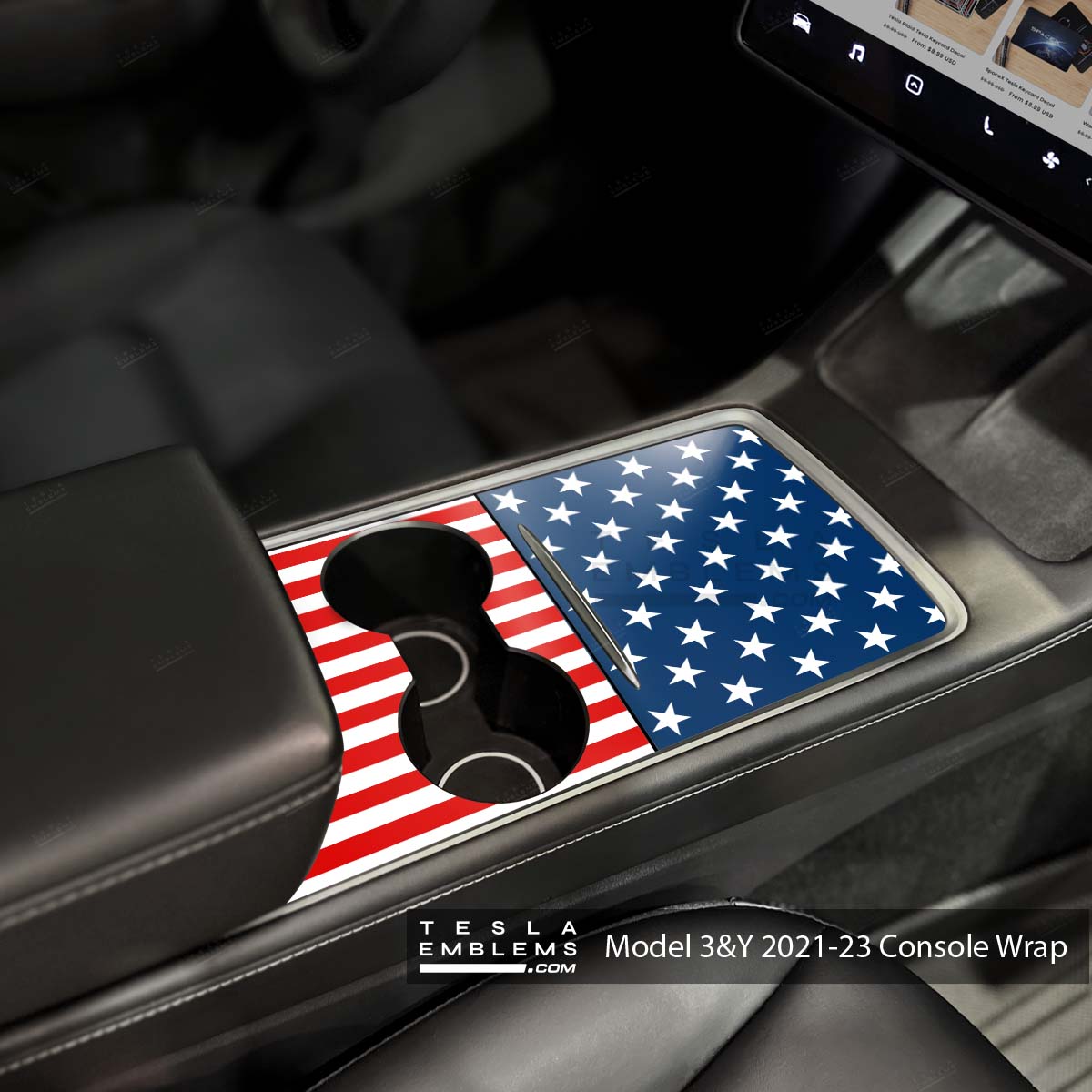 American Flag | Tesla Center Console Wrap Kit | Model 3 '21-24