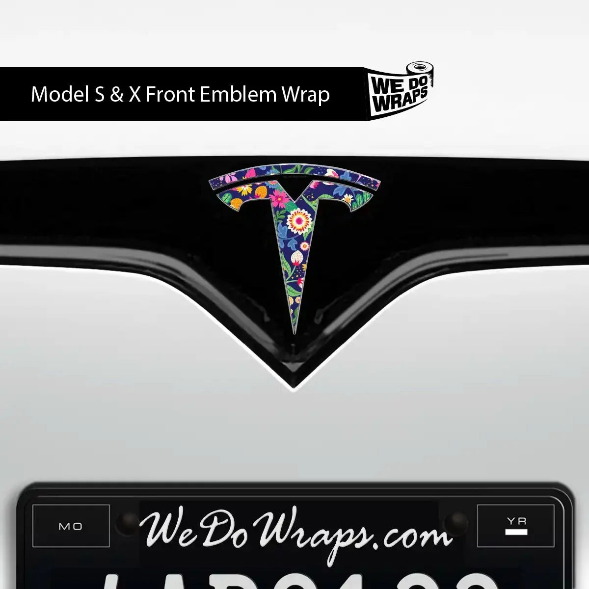 Floral Meadow Tesla Emblem Decals (Front + Back) | Model X