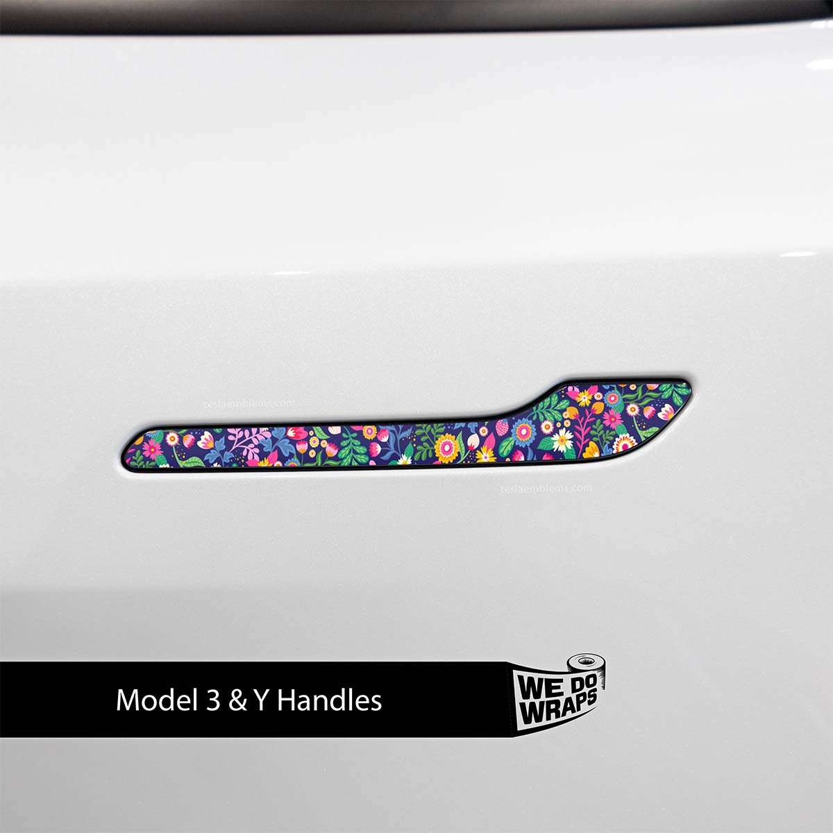 Floral Meadow Tesla Door Handle Decals (4pcs)