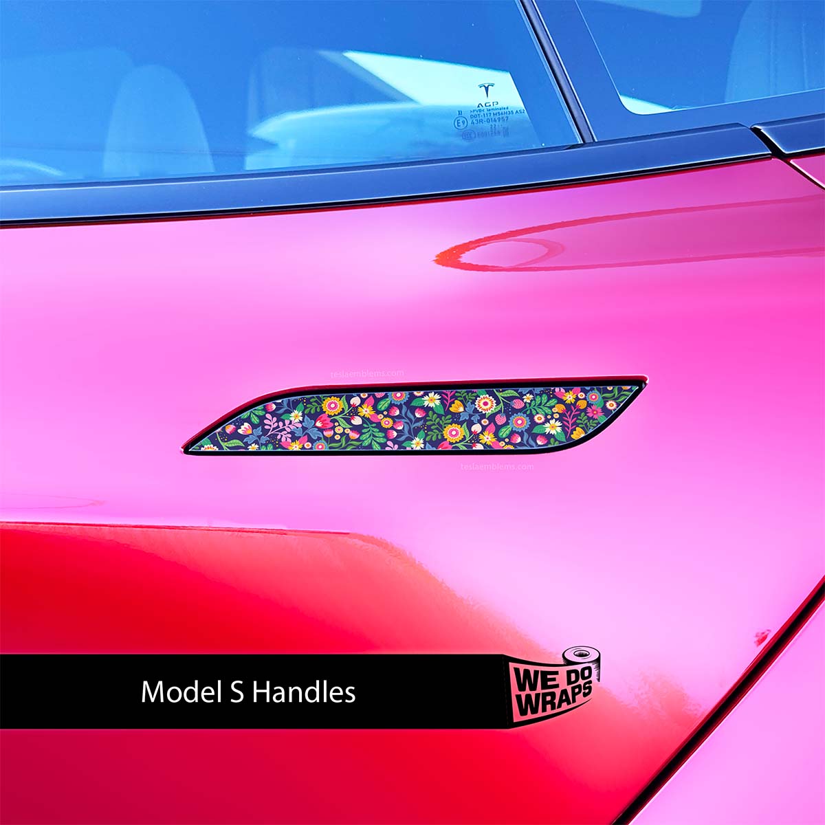 Floral Meadow Tesla Door Handle Decals (4pcs)