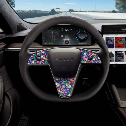 Floral Meadow Tesla Steering Wheel Trim Decal Kit (3pcs) | Model X ’21-26