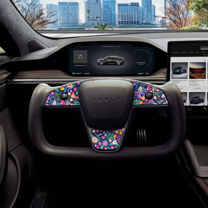 Floral Meadow Tesla Steering Wheel Trim Decal Kit (3pcs) | Model X ’21-26