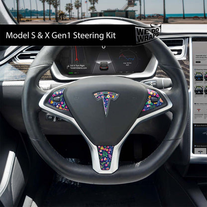Floral Meadows Tesla Steering Wheel Wrap | Model S