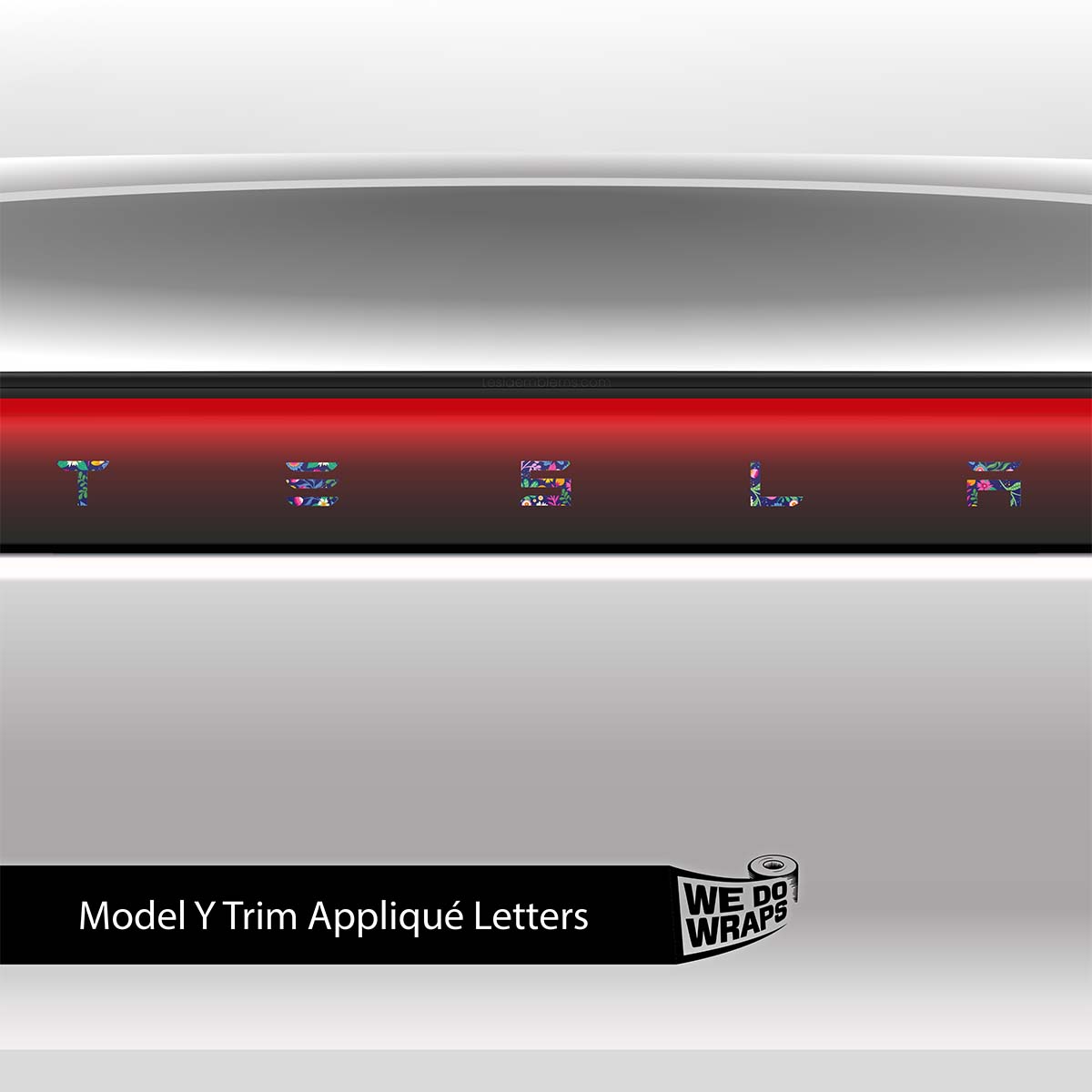 Floral Meadow Tesla Emblem Decals (Front + Back) | Model Y