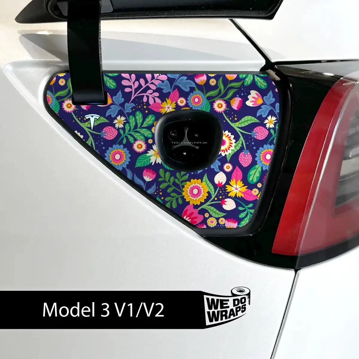 Floral Meadows Tesla Charge Port Wrap | Model 3