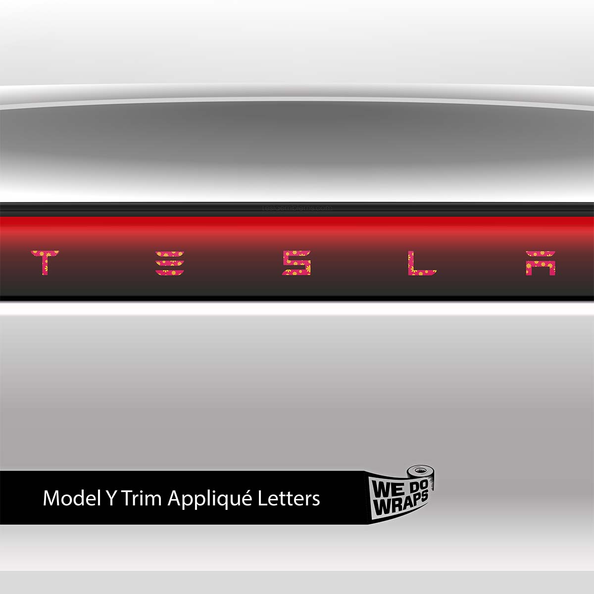 Flower Power Tesla Emblem Decals (Front + Back) | Model Y