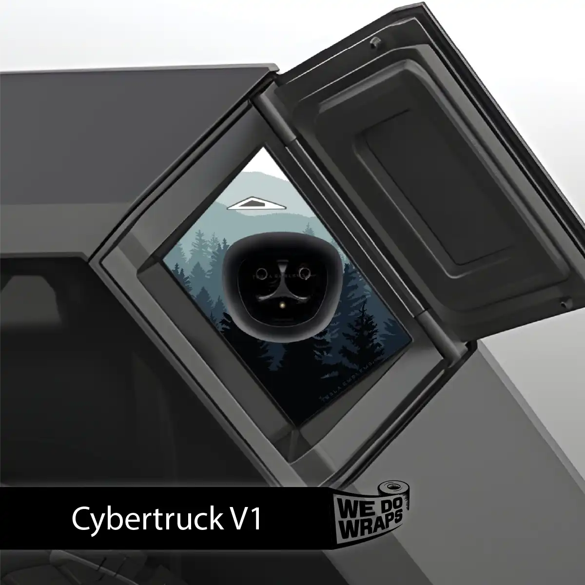 Foggy Pines Tesla Charge Port Wrap | Cybertruck
