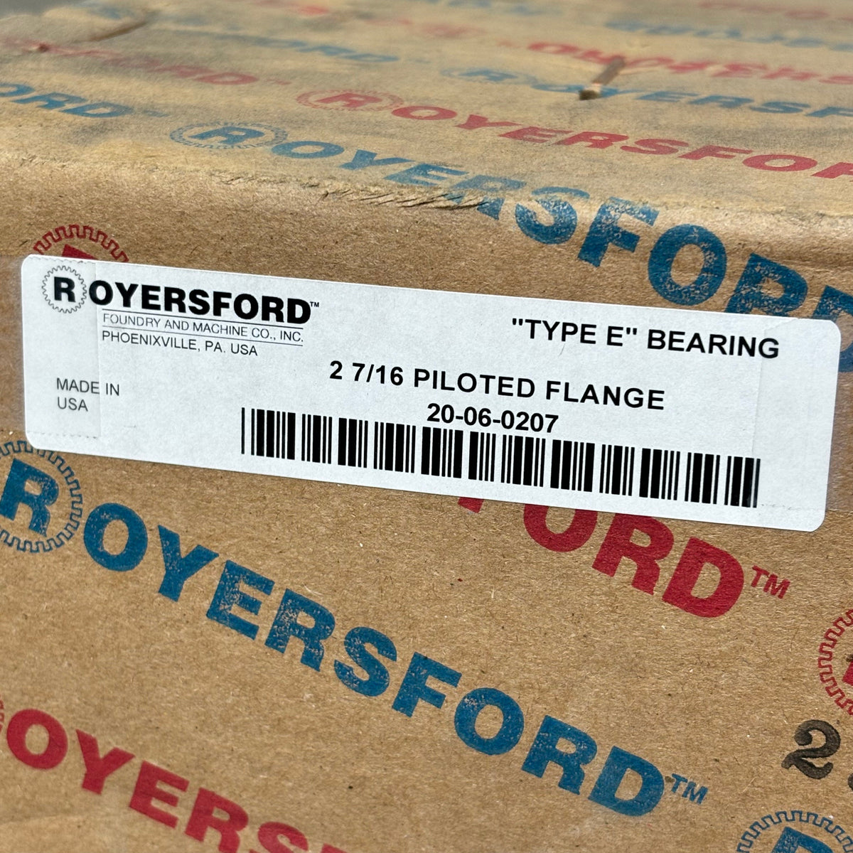 ROYERSFORD Type E Piloted Flange Bearings 2-7/16" Non-Expansion Blue 20-06-0207