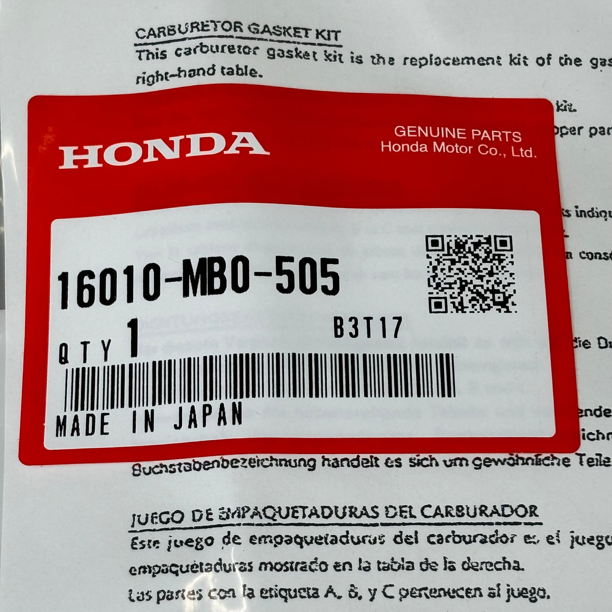 HONDA Gasket Set Magna - VF750C Genuine OEM 16010-MB0-505