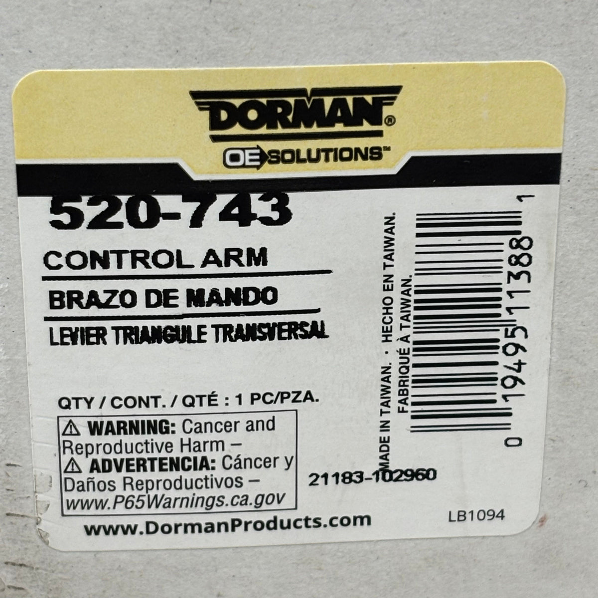 DORMAN Suspension Control Arm & Ball Joint Assembly for BMW 520-743