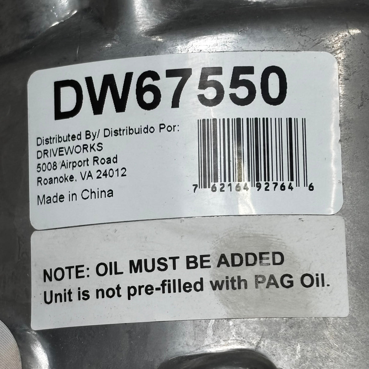 DRIVE WORKS A/C Compressor DW67550 (Remanufactured)
