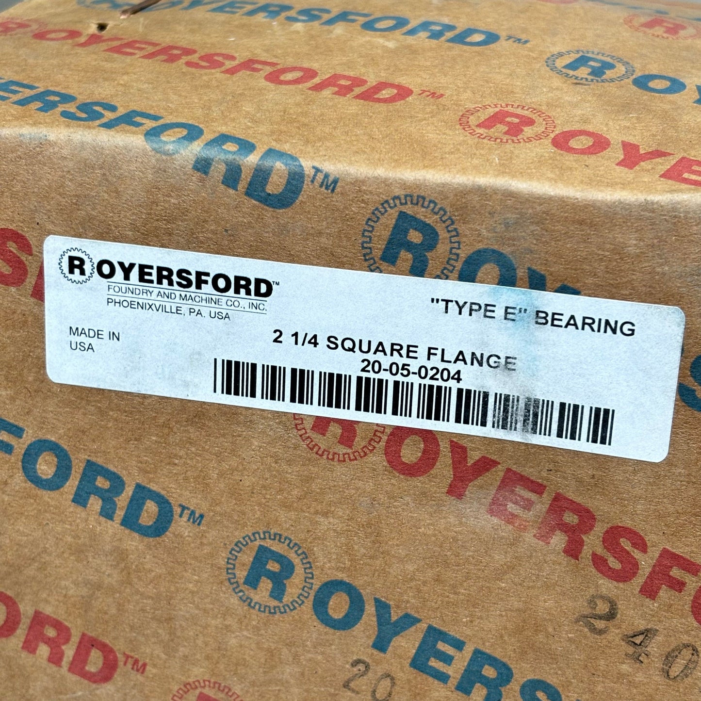ROYERSFORD Type E 4-Bolt Square Flange Bearing 2-1/4" Dual Locking 20-05-0204