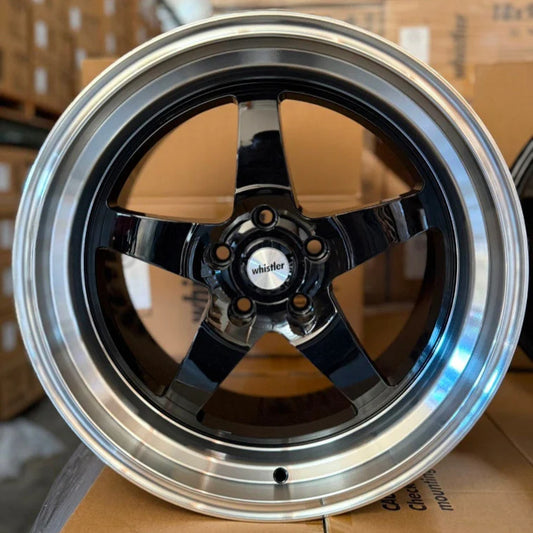 Whistler KR2 Gloss Black / Machined Lip Wheels – Set of 4