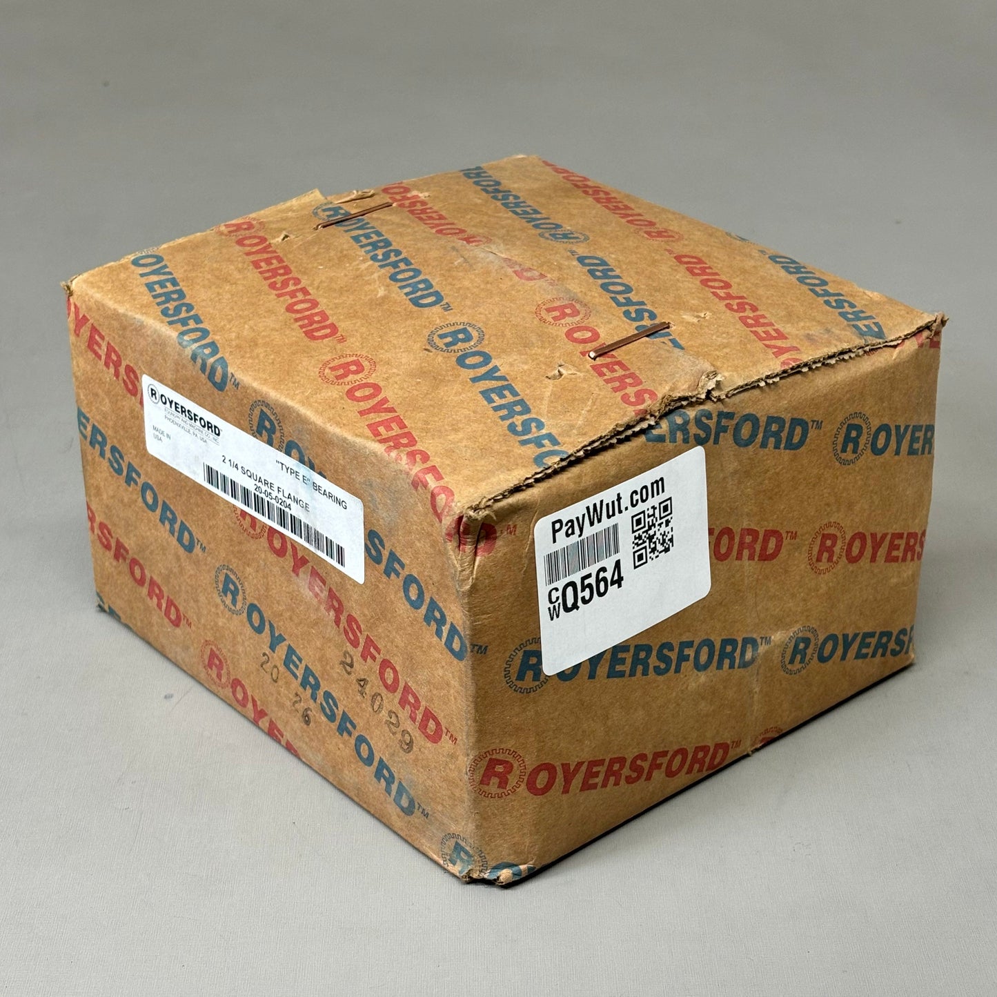 ROYERSFORD Type E 4-Bolt Square Flange Bearing 2-1/4" Dual Locking 20-05-0204