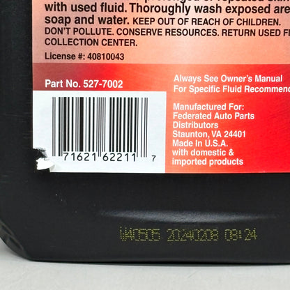 FEDRATED (6 PACK, 1 QUART EACH) Auto Parts Full Synthetic ATF+4 Oil 527-7002