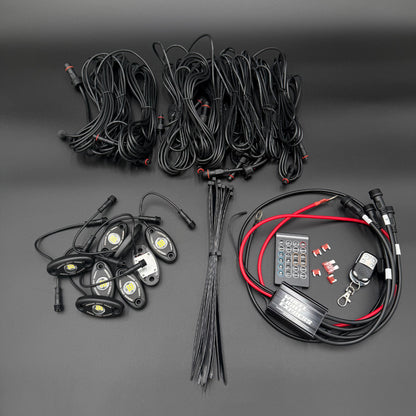 8 Piece White Rock Light Kit