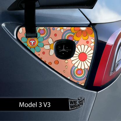 Funky Florals Tesla Charge Port Wrap | Model 3