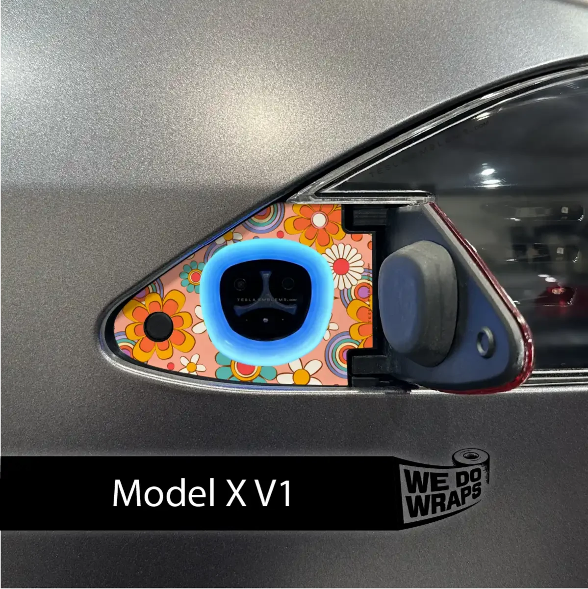 Funky Florals Tesla Charge Port Wrap | Model X