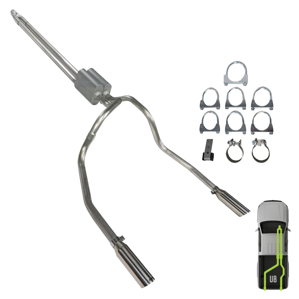 GMC/Chevy, 2007-2013, 5.3L, Clamp/On - Truck Cat-Back Dual Exhaust Kits