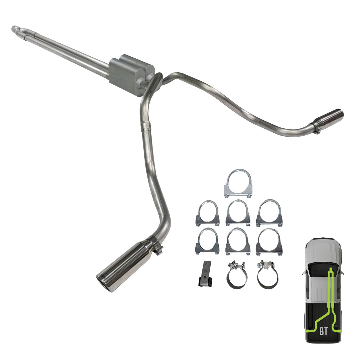 GMC/Chevy, 2012-2018, 6.0L,  Clamp/On - Truck Cat-Back Dual Exhaust Kits