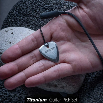 GPCA Titanium Guitar Pick with wrist band - Silver/ Gold/ Blue