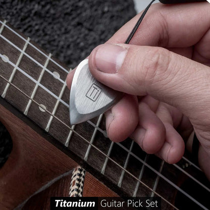 GPCA Titanium Guitar Pick with wrist band - Silver/ Gold/ Blue