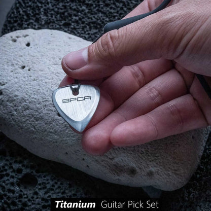 GPCA Titanium Guitar Pick with wrist band - Silver/ Gold/ Blue