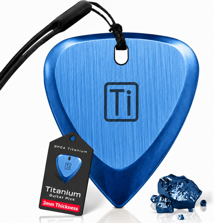 GPCA Titanium Guitar Pick with wrist band - Silver/ Gold/ Blue