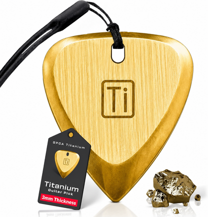 GPCA Titanium Guitar Pick with wrist band - Silver/ Gold/ Blue