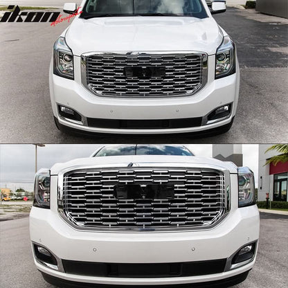 2015-2020 GMC Yukon Denali Style Chrome Front Bumper Upper Grille ABS