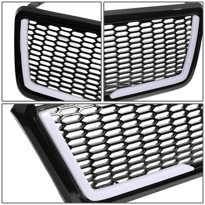 04-08 Ford F-150 Honeycomb Mesh Grille with LED DRL Lights - Black